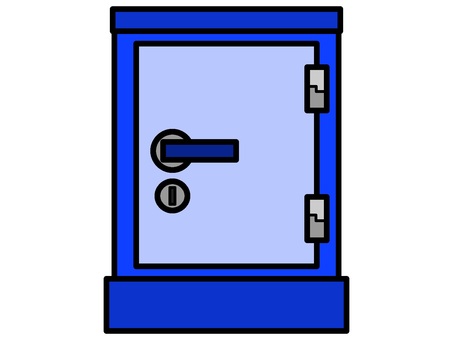 金庫のアイコン『青』 金庫,保管,管理,道具,ドア,開閉,ドアノブ,鍵穴,モチーフ,カラーのイラスト素材