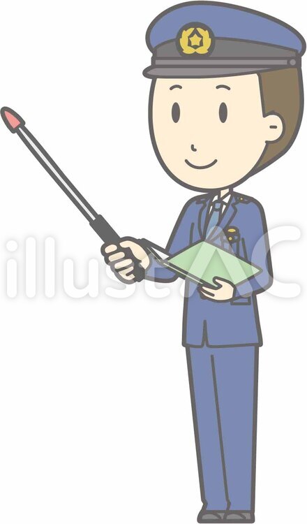 警察官男性a-指示棒2左斜-全身 警察官男性a,警察官男性,シンプルのイラスト素材