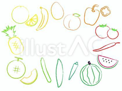 夏の果物と野菜 フレーム