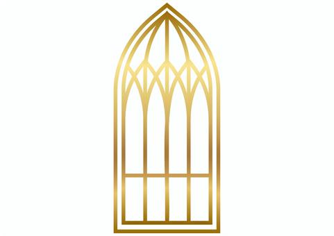 シンプルな教会の窓イメージ5金 教会,窓,アーチ窓,ステンドグラス,チャペル,ゴシック,洋風,シンプル,アイコン,マークのイラスト素材