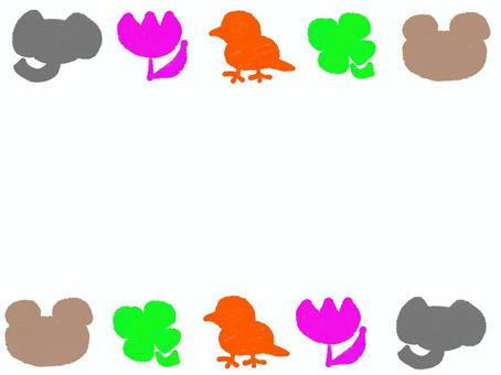 子供用フレーム フレーム,クマ,クローバー,ひよこ,チューリップ,ぞうのイラスト素材