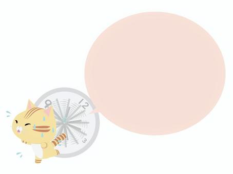 忙しい_猫 忙しい,猫,ちゃとら,動物,かわいい,時間,遅刻,吹き出しのイラスト素材