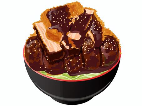 大盛りの味噌カツ丼 味噌カツ丼,カツ丼,大盛り,丼もの,料理,食べ物,ご当地グルメ,名古屋,揚げ物,とんかつのイラスト素材