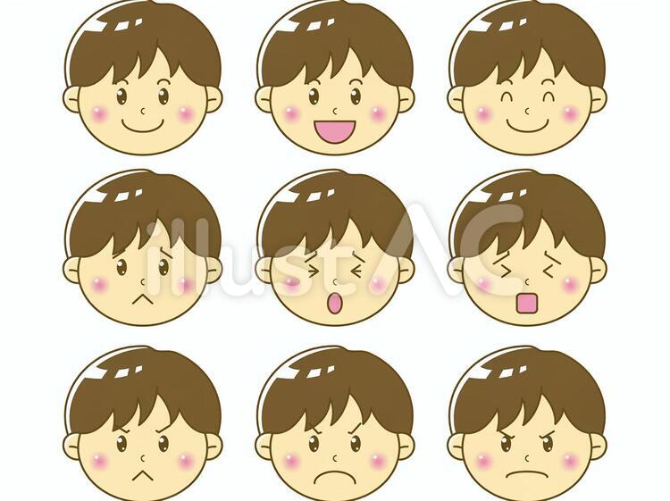 子供/男の子顔03 喜怒哀楽,素材,うれしいのイラスト素材