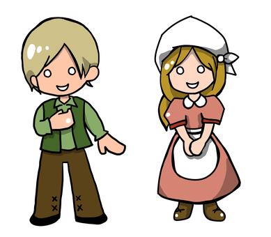 中世のシンプル村人男女(狂人) 中世のシンプル村人男女(狂人) 人狼,村人,モブ,npc,中世風,ファンタジー,男性,女性,rpg,シンプルのイラスト素材