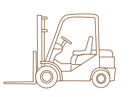 シンプルなフォークリフトのラインアート フォークリフト,シンプル,ラインアート,線画,倉庫,作業,ビジネス,荷物,運搬,コンテナのイラスト素材