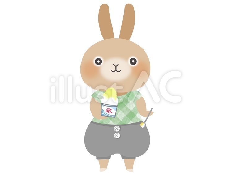Free Vectors | Boy rabbit who wants to eat shaved ice Lemon flavor