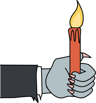 ロウソク持つ悪魔　 ロウソク,持つ,火,赤い,照らす,悪魔,お化け,ドラキュラ,ホラー,爪のイラスト素材