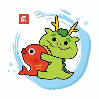 Dragon and sea bream, , JPG, PNG and AI