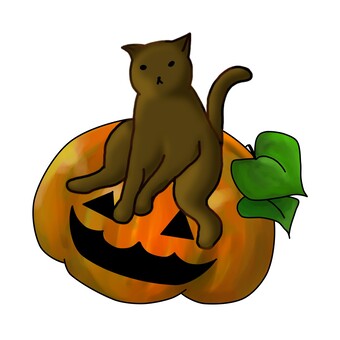 かぼちゃと猫 かぼちゃと猫 カボチャ,ハロウィン,ネコのイラスト素材