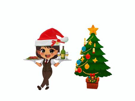 クリスマスパーティーサンタガールとワイン クリスマス,サンタ,サンタガール,サンタクロース,パーティー,クリスマスツリー,ツリー,クリスマスリース,クリスマスオーナメント,リースのイラスト素材