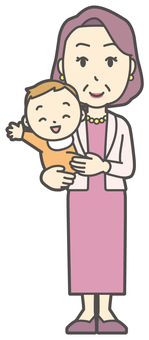  お金持ちマダム-070-全身 おばさん,赤ちゃん,育児,中年,女性,富裕層,マダム,裕福,お金持ち,ミセスのイラスト素材