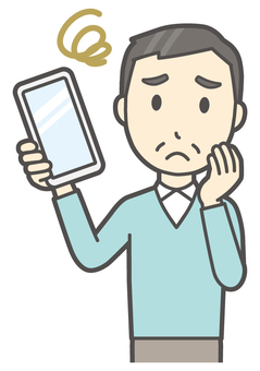 ニット中年男性-517-バスト  ニット中年男性-517-バスト スマホ,困る,おじさん,男性,中年,お父さん,パパ,シニア,ミドルエイジ,人物のイラスト素材