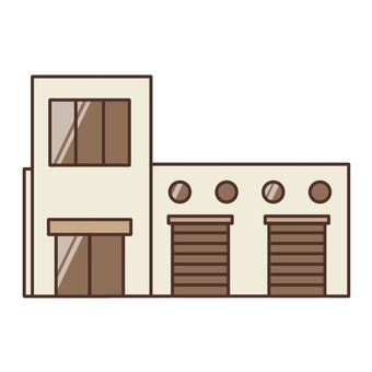 印刷所 建物,セピア,施設,商業,印刷所,工場,シャッターのイラスト素材