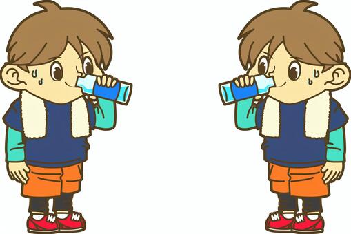ランニング後の水分補給をする男性 トレーニング,水分補給,飲む,ドリンク,ウォーミングアップ,運動,男の子,可愛い,かわいい,ベクターのイラスト素材