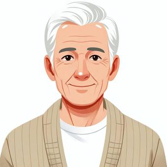 Illustration, people, male, gray hair, 