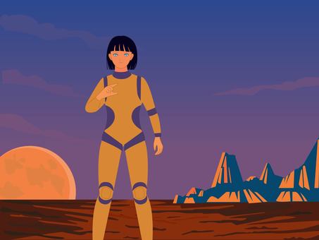 火星探査 火星,ロボット,火星探査,宇宙,未来,人型ロボット,女性のイラスト素材