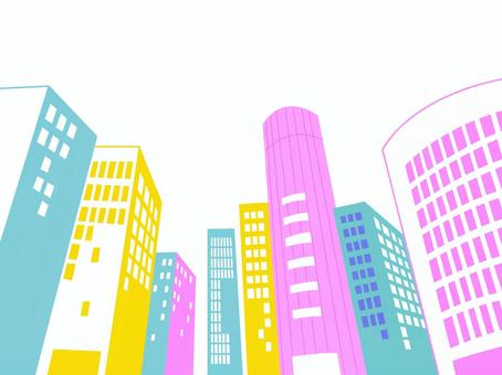 ポップなビル群　背景 ビル,都会,背景,ビル群,東京,ポップ,シルエット,建物のイラスト素材