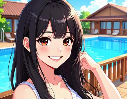 プールサイドの美少女