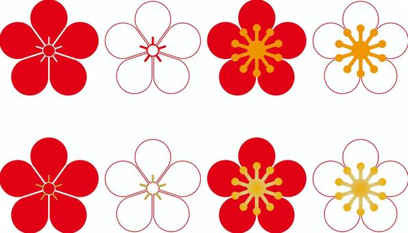 Plum blossom set simple, , JPG, PNG and AI