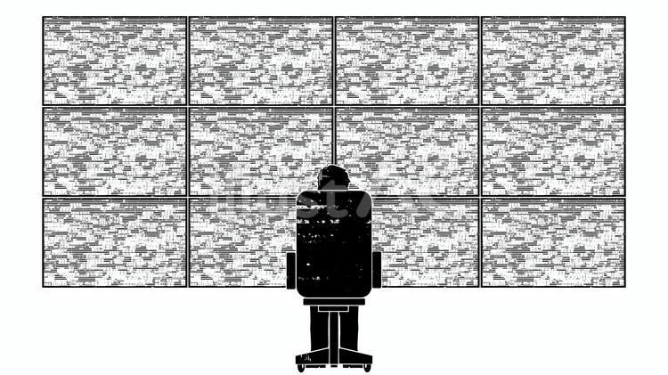 監視オペレーターとモニター群 監視,モニター,セキュリティのイラスト素材