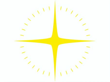 十字と円型のキラキラマーク キラキラ,星,光,輝き,スター,ピカピカ,かわいい,光沢,イエロー,黄のイラスト素材