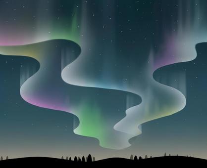 夜空にオーロラ オーロラ,夜空,自然,星,暗い丘,ゆらめきのイラスト素材