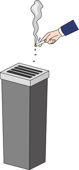 灰皿タバコ　 灰皿,タバコ,手,吸う,公共,設置,場所,喫煙,煙,線画のイラスト素材