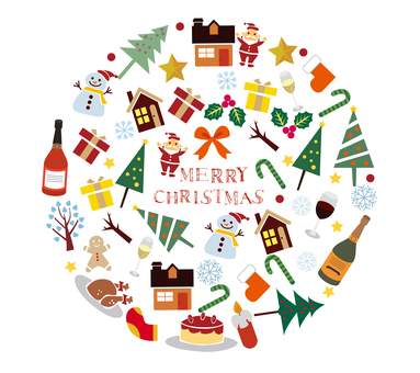 クリスマスイラストセット クリスマス,メリークリスマス,雪,冬季,クリスマスケーキ,クリスマスイブ,料理,スイーツ,クリスマスパーティー,食べ物のイラスト素材