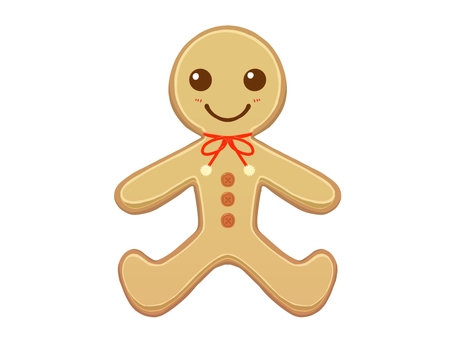クリスマスの飾りのジンジャークッキー クリスマス,クッキー,食べ物,12月,冬,リボン,ボタン,笑顔,飾り,ジンジャーのイラスト素材