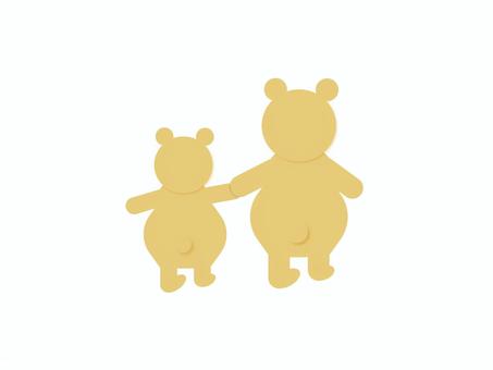 くまの散歩 くま,熊,2頭,動物,散歩,姿,後ろ向き,手繋ぎ,仲良し,かわいいのイラスト素材