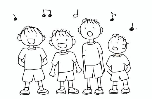 みんなで歌う みんな,歌う,合唱,子ども,小学生,幼児,小学校,幼稚園,保育園,こども園のイラスト素材