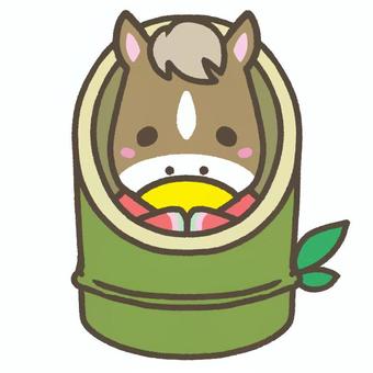 馬のかぐや姫 かぐや姫,竹,かわいい,馬,ホース,デフォルメ,動物,ゆるかわ,シンプル,素材のイラスト素材