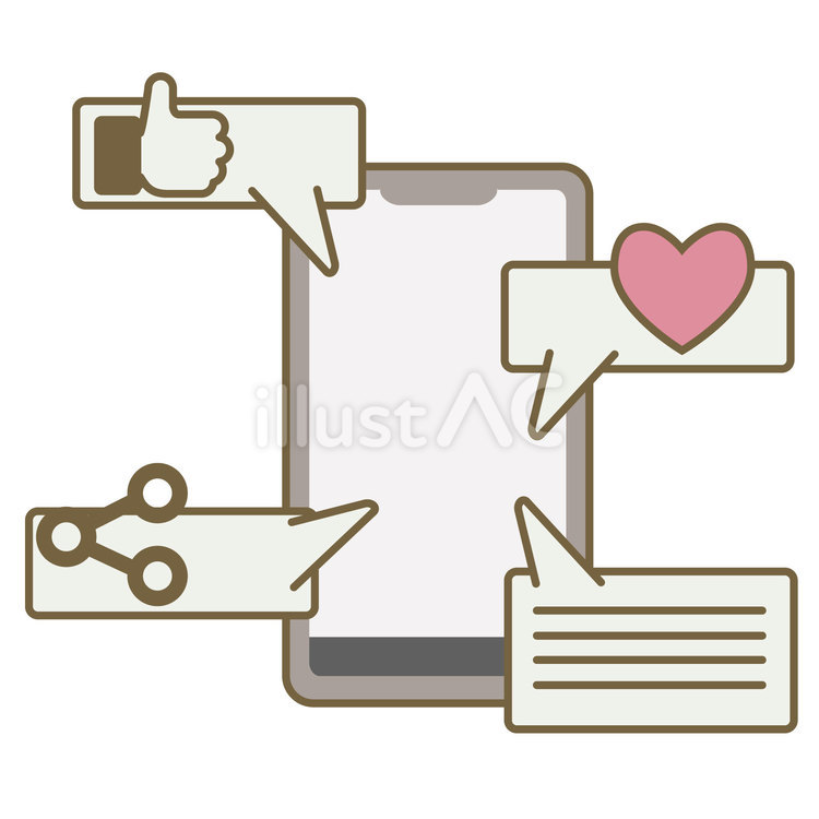 SNSとアイコンと吹き出しとスマホイラスト - No: 26392812｜無料イラスト・フリー素材なら「イラストAC」