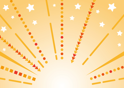 ポップなオレンジ色の可愛い図形の効果線 集中線,効果線,三角形,円,四角形,星,ポップ,グラデーション,オレンジ色,背景のイラスト素材