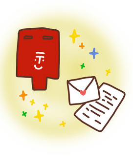 ポストと手紙 手紙,ポスト,郵便,郵便ポスト,お便り,郵送,封筒,便箋,ラブレター,文通のイラスト素材