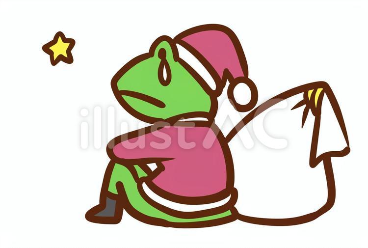 イラスト素材：迷子のカエルのサンタイラスト - No: 22362871｜無料