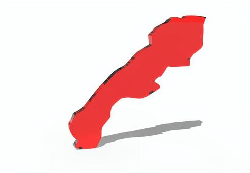 日本_島根県単独 島根県,島根,日本,地図,都道府県,立体,強調,県,国土,赤のイラスト素材