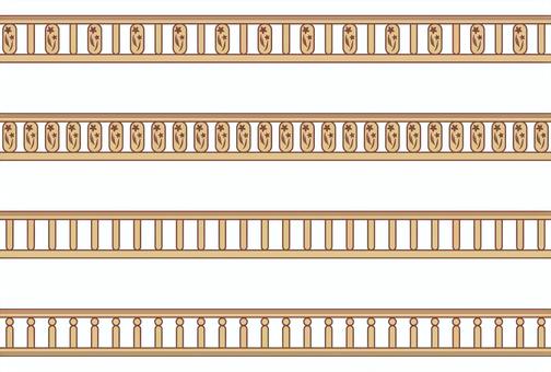 手すり風ブラシの4種セット断切りカード 手すり,ブラシ,セット,装飾,はがきサイズのイラスト素材