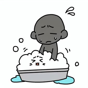 嫌がる猫を洗うシルエット人物 シルエット,猫,洗う,嫌がる,かなしい,焦る,不安,怖がる,怯える,汗のイラスト素材
