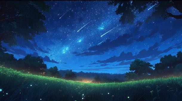 Night sky with meteor shower, meteors, night sky, star, JPG