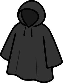 黒のレインコートです。 雨,合羽,シンプル,レインコート,雨具,防水,レインウェア,梅雨,黒のイラスト素材