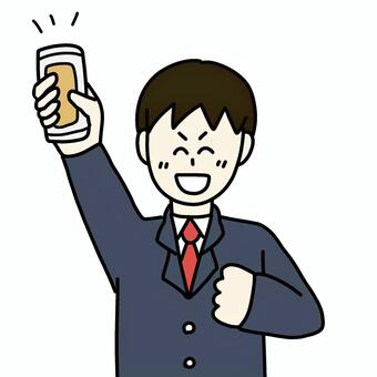 缶のお酒を飲む男性 男性,人物,シンプル,缶,お酒,アルコール,飲み会,忘年会,新年会,宴のイラスト素材