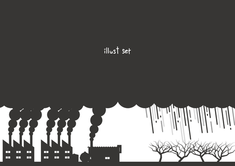 環境破壊 環境破壊 工場,煙突,煙,雲,酸性雨,環境破壊,木,イラスト,風景,背景のイラスト素材