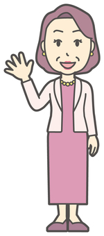  お金持ちマダム-173-全身 笑顔,おばさん,中年,女性,富裕層,マダム,裕福,お金持ち,ミセス,おばちゃんのイラスト素材