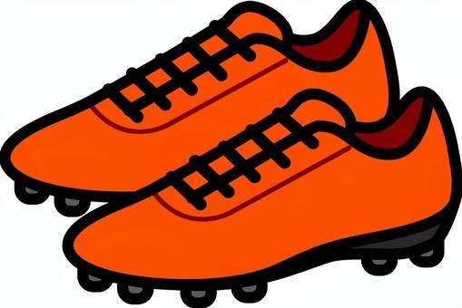 オレンジのスパイクシューズです。 シューズ,シンプル,スパイク,スポーツ,運動靴,グッズ,グラウンド,オレンジのイラスト素材