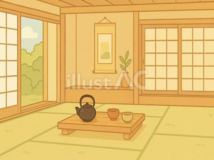 落ち着く和風の居間 和室,畳,障子のイラスト素材