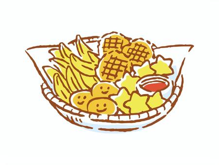 フライドポテト盛り合わせ フライドポテト,ファミレス,洋食,お子様,子ども,ランチ,線画,グルメ,食事,美味しいのイラスト素材