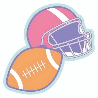 パステルカラーアメリカンフットボール アメリカンフットボール,アメフト,フラットデザイン風,ピクトグラム風,ベクター,アウトライン,カラー,デフォルメ,パス,パステルカラーのイラスト素材