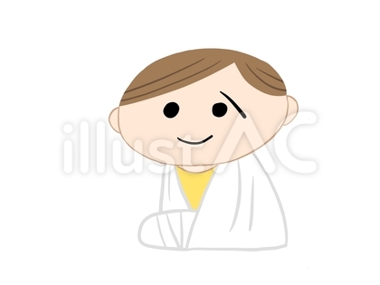 骨折してギブスをはめた男の子